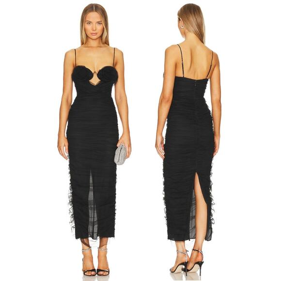 NBD Malena Dress Midi Ruched Mesh Sexy Party Statement Cocktail Whimsigoth XXS - Picture 1 of 12